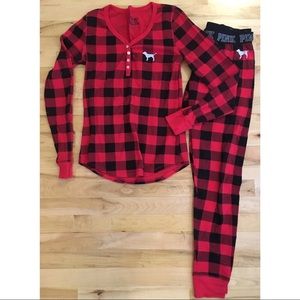 PINK buffalo plaid thermal pajama